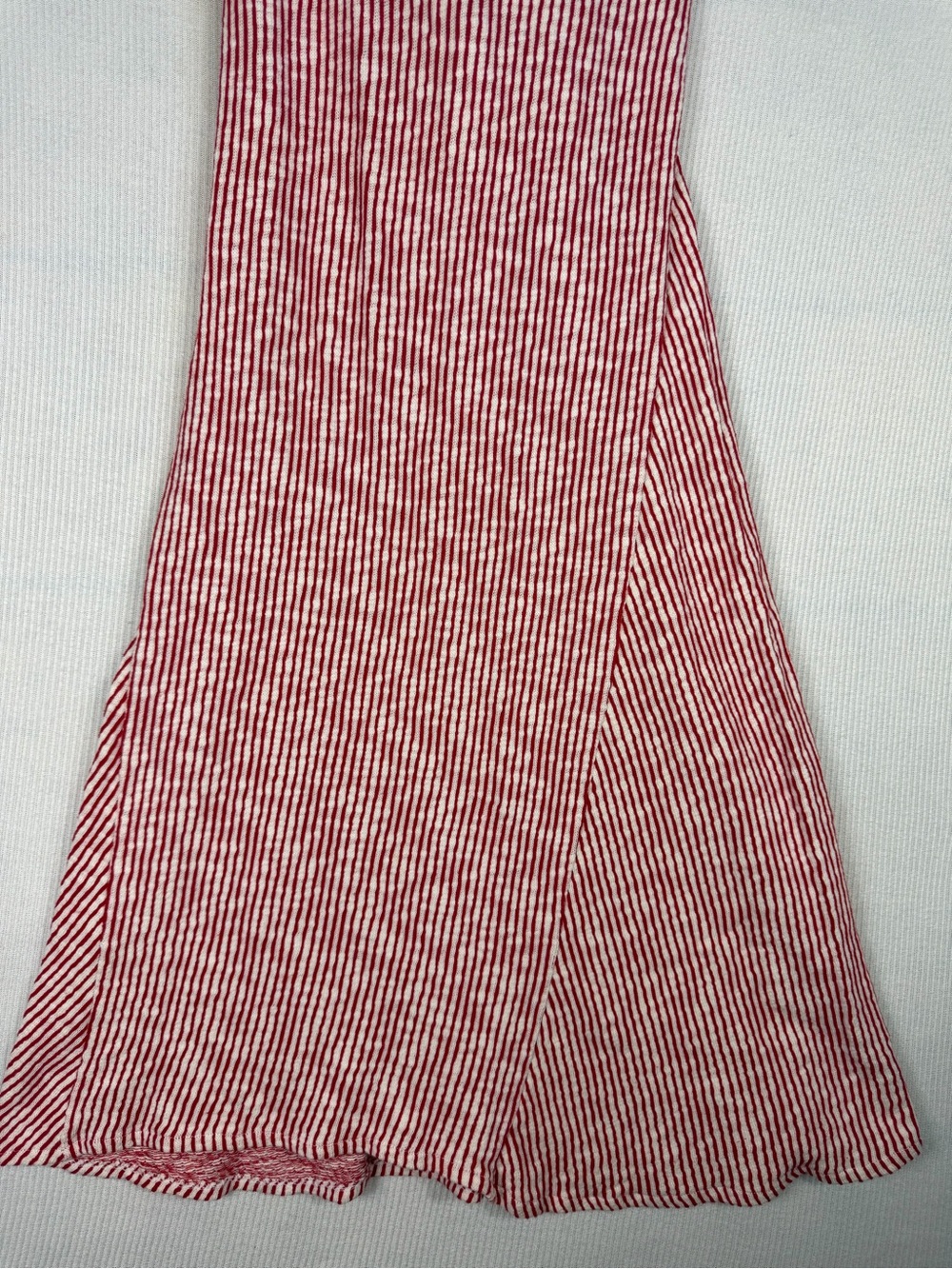 Zara Red White Striped Lace-Up Back Midi Dress Size Small Coastal Cottagecore - Picture 4 of 12